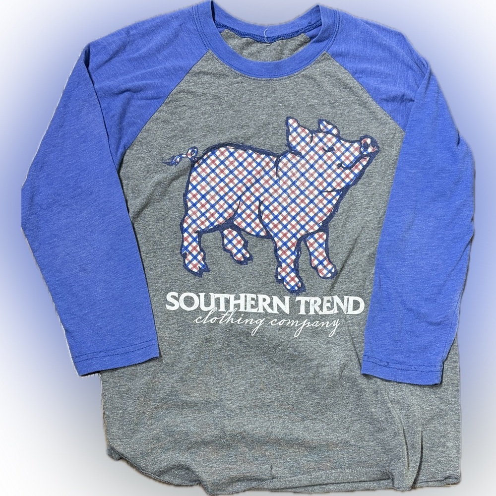 Southern Trend Blue and Gray Shirt